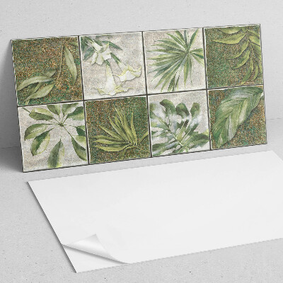 Square wall panel Leaves in a mosaic of nature