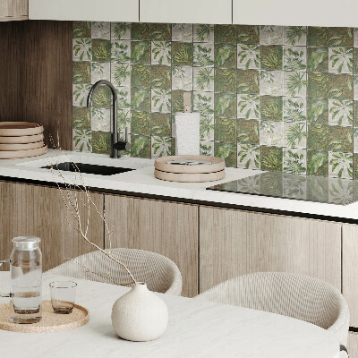 Square wall panel Leaves in a mosaic of nature