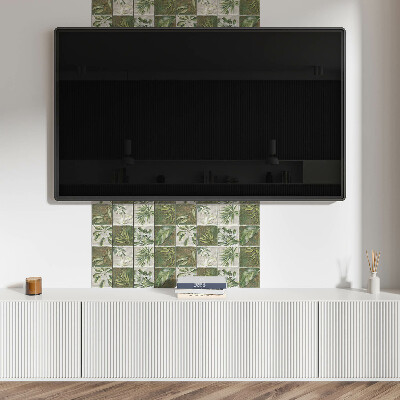 Square wall panel Leaves in a mosaic of nature