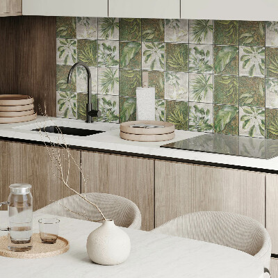 Square wall panel Leaves in a mosaic of nature