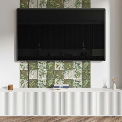Square wall panel Leaves in a mosaic of nature