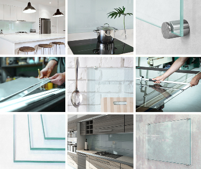 Glass worktop for the kitchen transparent