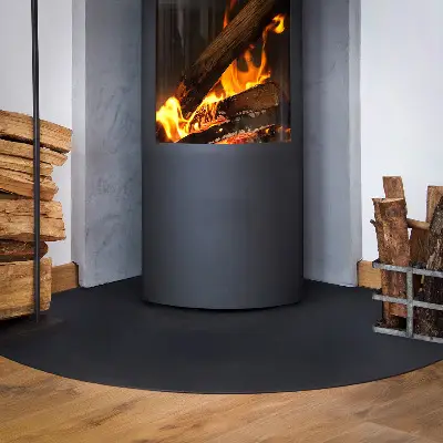 Black steel quarter-round spark guard floor plate