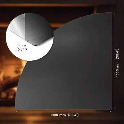 Black steel quarter-round spark guard floor plate