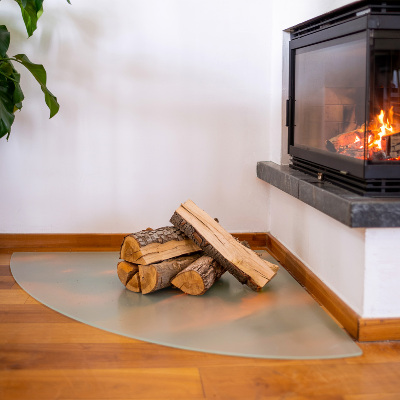 Hearth pad for fireplace Quarter-circle translucent