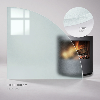 Translucent quarter-circle fireplace hearth pad