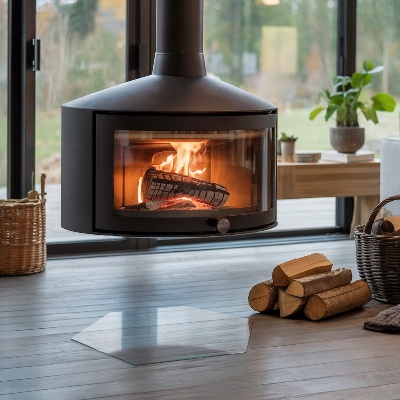 Hexagonal glass hearth transparent