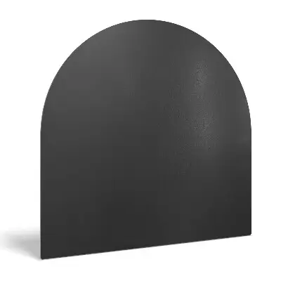 Semi-oval black steel fireplace hearth pad