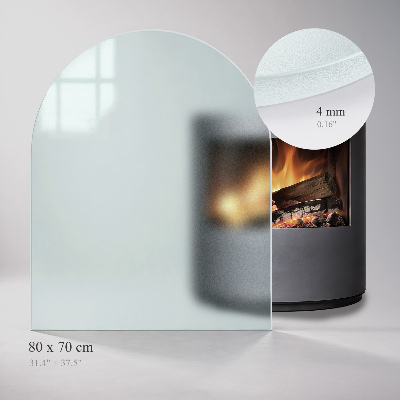 Semi-oval frosted glass hearth for log burner