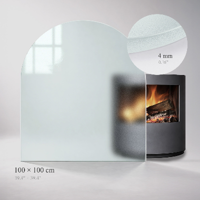 Glass hearth for log burner Semi-oval frosted glass