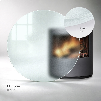 Circular translucent glass fireplace base