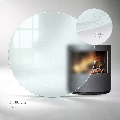 Circular translucent glass fireplace base