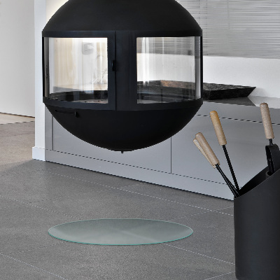 Circular fireplace base Translucent glass