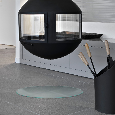 Circular fireplace base Translucent glass