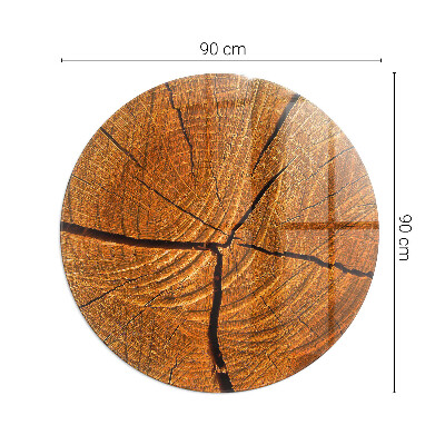 Glass hearth pad round Wood grain in cross-section