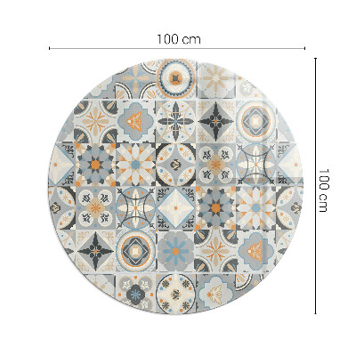 Glass hearth pad round Mosaic patterns in tiles