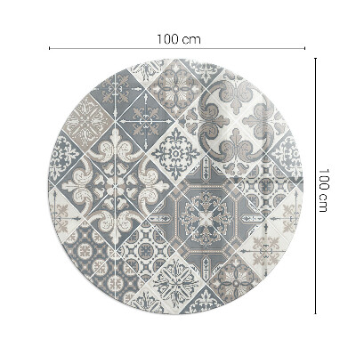 Glass hearth for stove round Decorative mosaic pattern