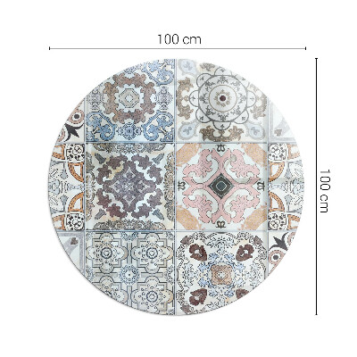 Glass hearth pad round Mosaic patterns in tiles