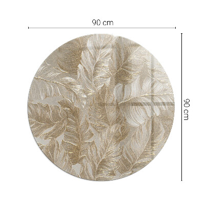 Glass hearth for stove round Leaves in subtle patterns