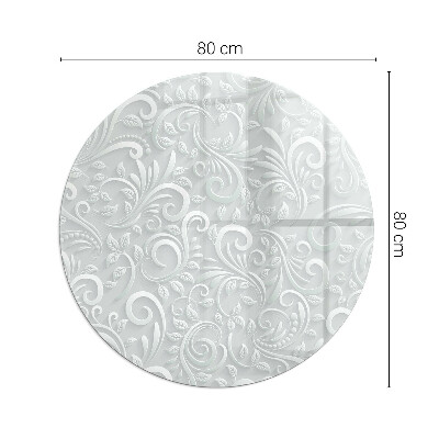 Glass hearth pad round Elegant plant pattern