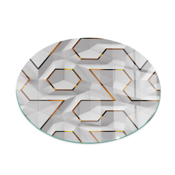 Glass hearth pad round Geometric 3D pattern