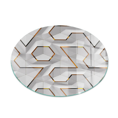 Glass hearth pad round Geometric 3D pattern