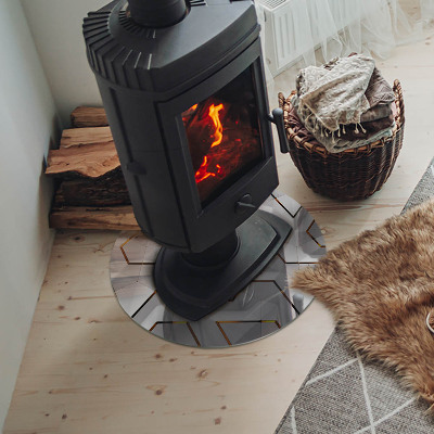Glass hearth pad round Geometric 3D pattern