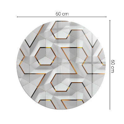 Glass hearth pad round Geometric 3D pattern