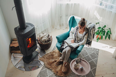 Glass hearth pad round Geometric 3D pattern