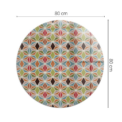 Glass hearth pad round Polygonal patterns in a grid