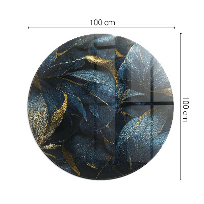 Glass hearth for stove round Elegant leaves in texture