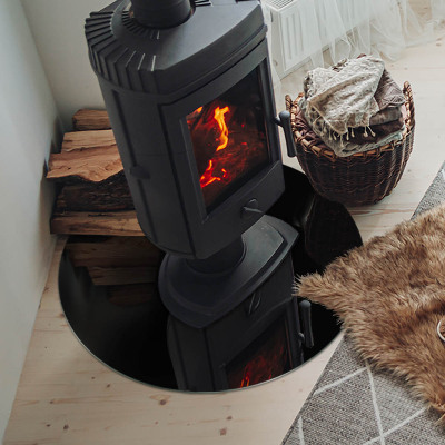 Glass hearth pad round Color Dark graphite