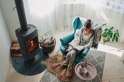 Glass hearth for stove round Sea Color
