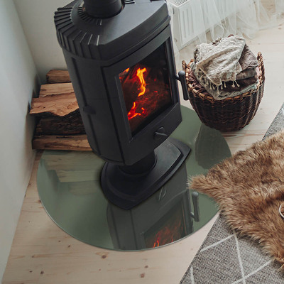 Glass hearth for stove round Color Olive