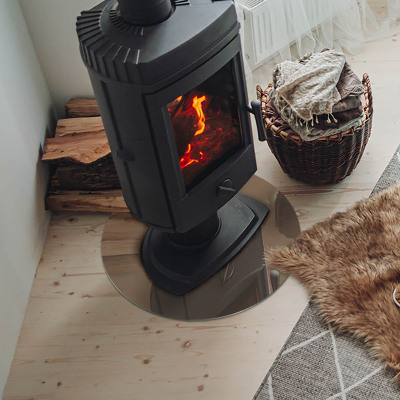 Glass hearth for stove round Color Brown