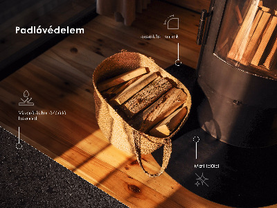 Hearth plate made of rectangular black steel sheet