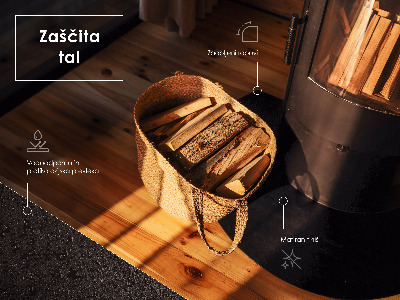 Hearth plate made of rectangular black steel sheet