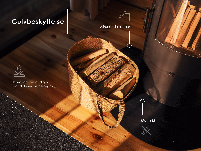 Hearth plate made of rectangular black steel sheet