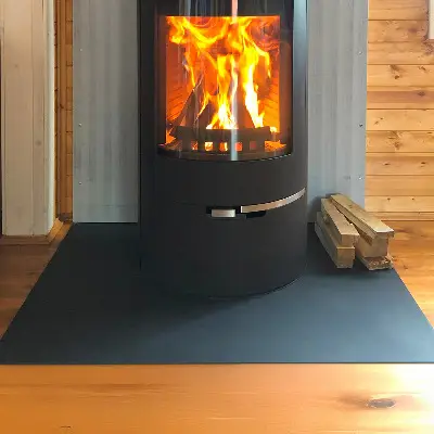 Rectangular black steel hearth plate