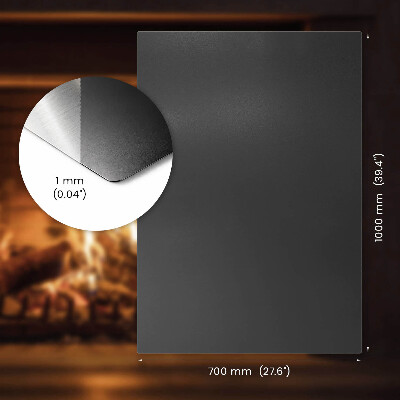 Hearth plate made of rectangular black steel sheet