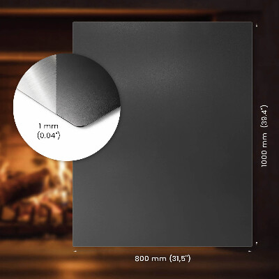 Hearth plate made of rectangular black steel sheet