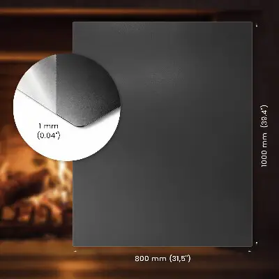 Rectangular black steel hearth plate
