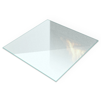 Frosted glass rectangular hearth plate