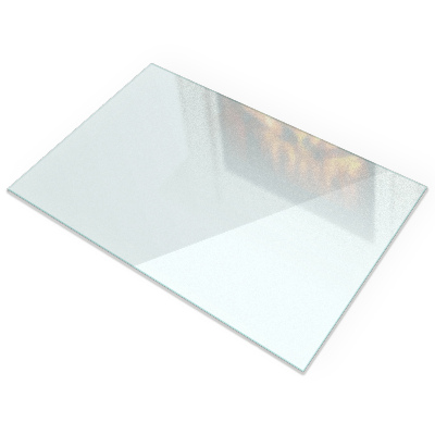 Frosted glass rectangular hearth plate
