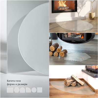 Rectangular glass hearth plate Frosted glass