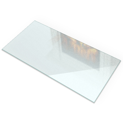 Frosted glass rectangular hearth plate