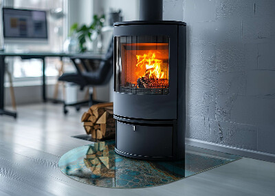 Glass hearth for log burner Abstract organic pattern