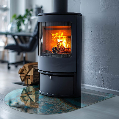Glass hearth for log burner Abstract organic pattern