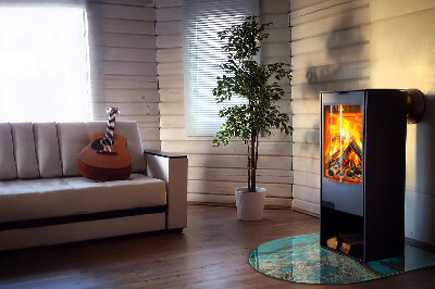 Glass hearth for log burner Abstract organic pattern
