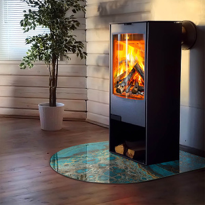 Glass hearth for log burner Abstract organic pattern
